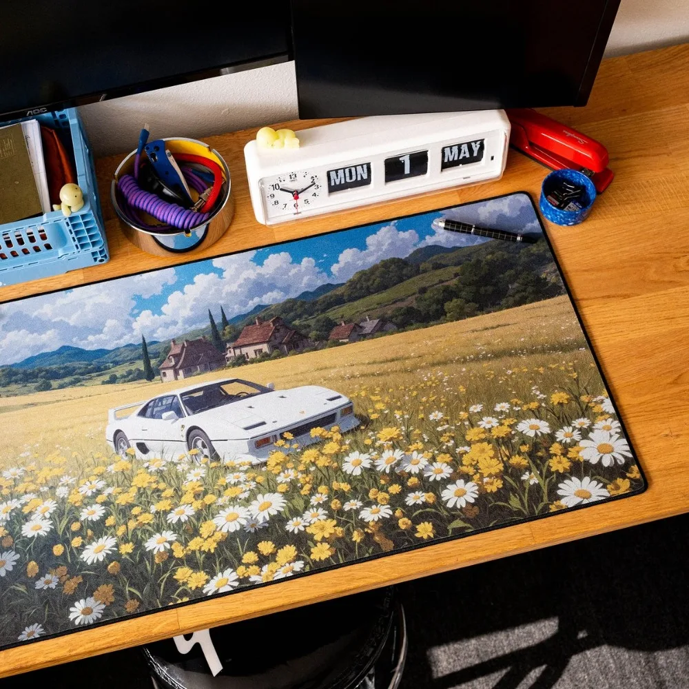 لوحة ماوس مطبوعة على طراز ستوديو جيبلي الريفية للسيارة، لوحة ماوس مطاطية ناعمة كبيرة جدًا، حصيرة ألعاب جمالية، سجادة مكتب متعددة الحجم #1