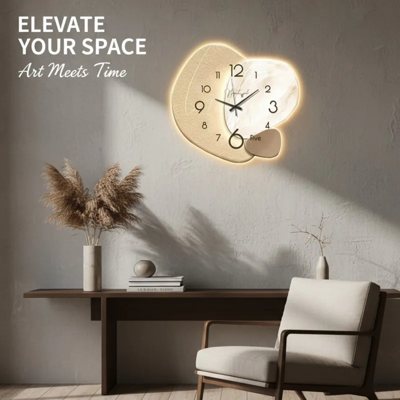 

Modern Wall Clock Luxury LED Stylish Minimalist Quartz Decorative Clock For Living Room Dining Room USB LCD Pointer Home Decor