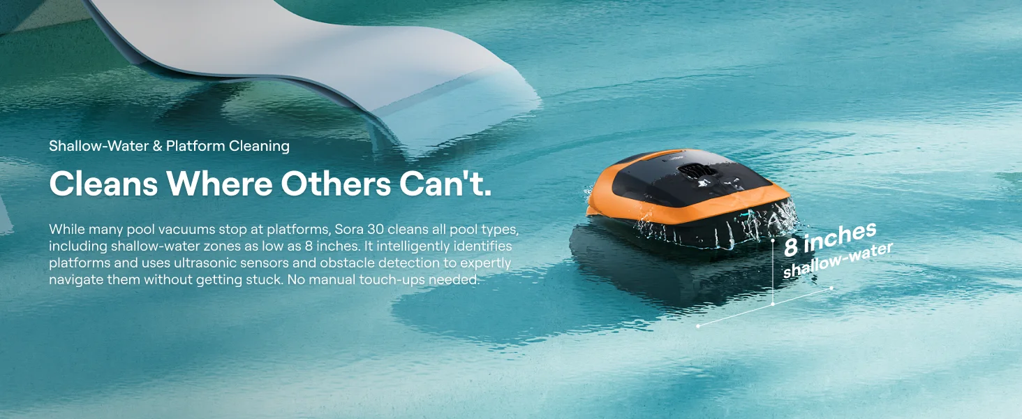Beatbot Sora 30 Kabelloser Roboter-Poolreiniger, 6800GPH 4-in-1 Staubsauger mit Reinigung der Sonnenliege, einfache Auftriebsreinigung, 5L Behälter – Detail 7