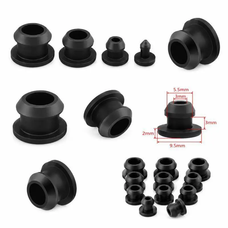 20/10/5Pcs Black Conical Snap-on Silicone Rubber T Type Plug 2.5-15mm Blanking End Caps Tube Inserts Bung Proof High Temperature
