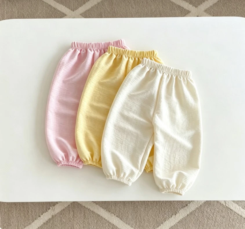 Toddler Summer Thin Anti Mosquito Pants Children Solid Color Loose Harem Long Pants Elastic Waist Trousers Baby Boys Girls 9M-6Y