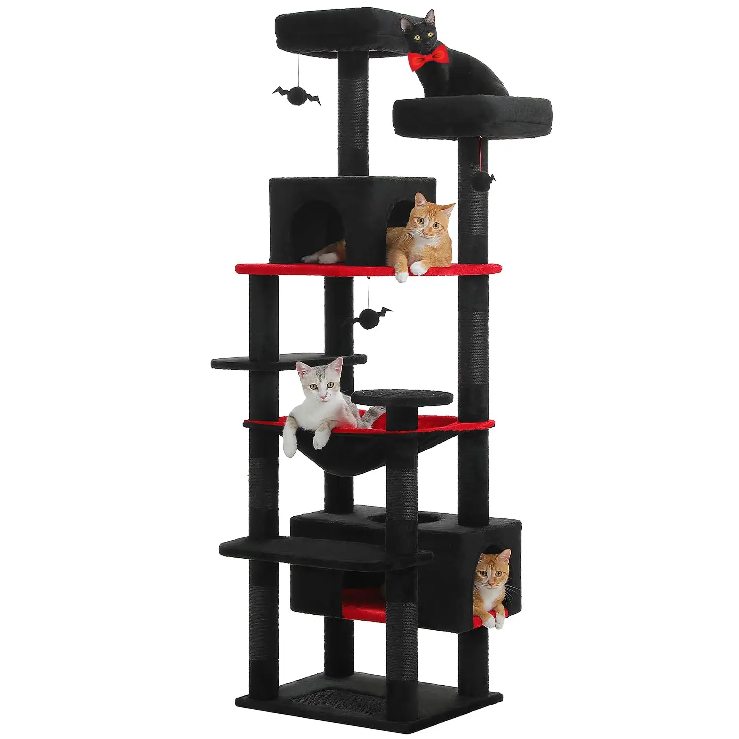 Gothic Cat Tree 72" Cat Tower with Condos&Hammock for Large Cats