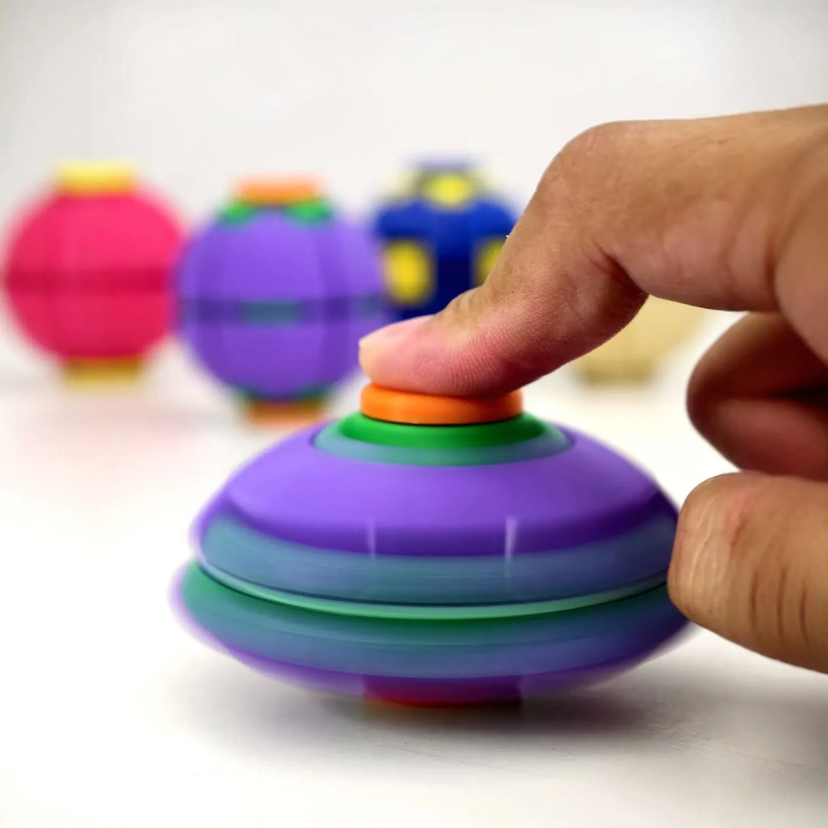 1-10PCS Rotating Pressing 3D Printed Fidget Ball Dual Mode Decompression Gyro Toy Stress Relief Creative Gadget for Home Office