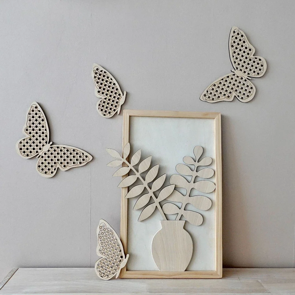 Wooden Brand Butterfly Wall Decoration Weaving Children\'s Room Wall Paste Decoration Kids Room Wood Wall Sticker