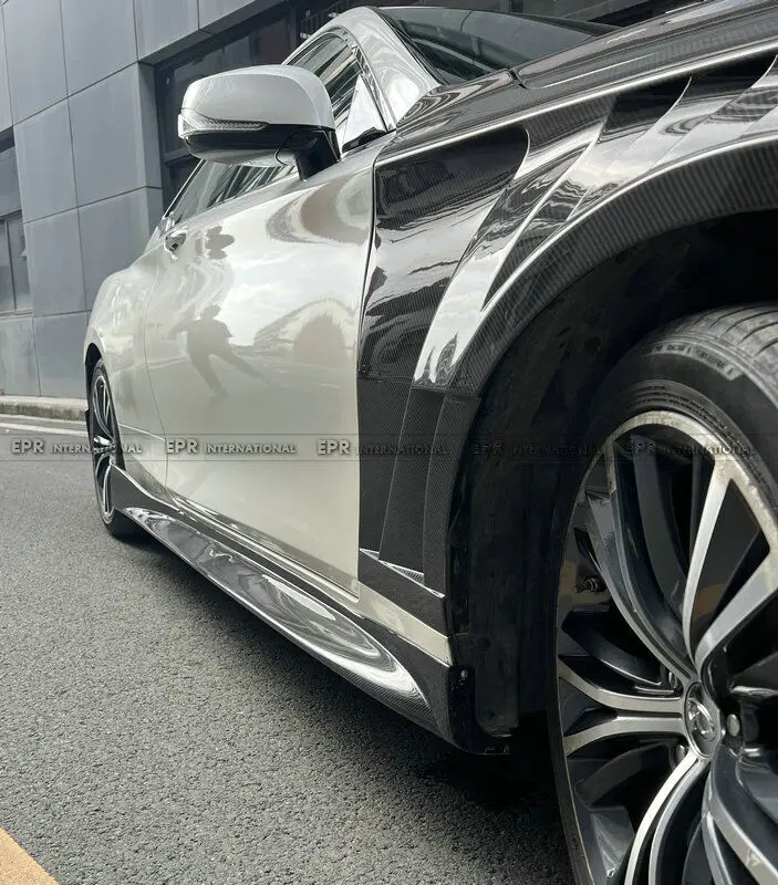 For Infiniti Q60 CV37 17 Onwards Carbon Fiber Side Skirt Extension Addon Bodykits