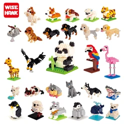 1Pcs Animal Model Figures Mini Blocks 3D Moose Bear Dog Cat Eagle Building Brick Educational Toy For Children Birthday Gift Girl