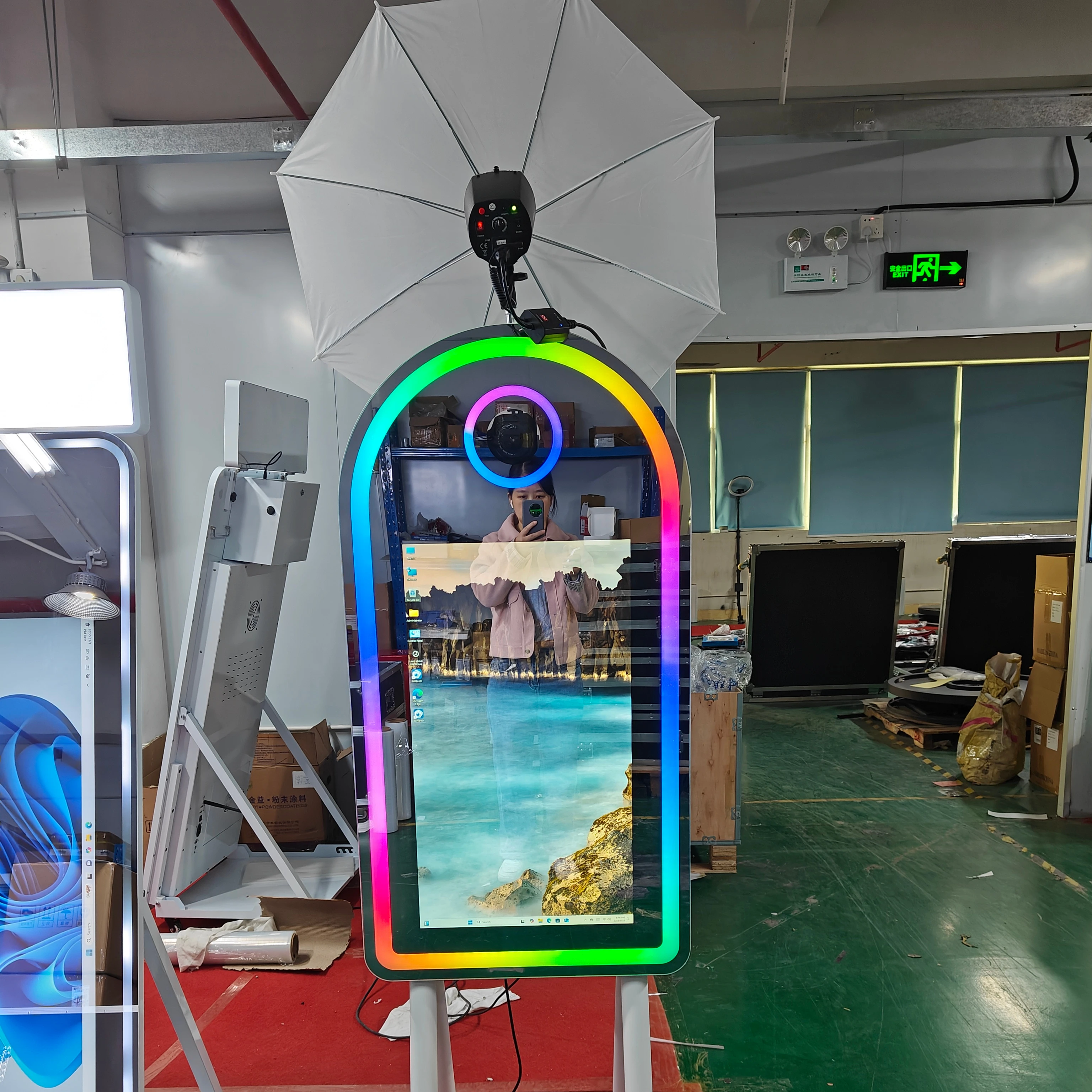 PhotoboothWedding Portable Instant Print Photo Booth With Camera Compatibility Touchscreen Control Metal Frame Selfie Mirror
