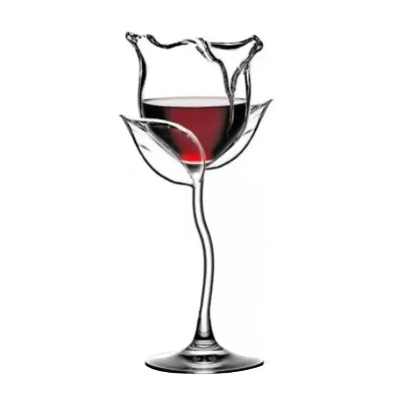 Fancy Red Wine Goblet Wine Cocktail Glasses 100ml Rose Flower Shape Wine Glass Cocktail Glass Cups