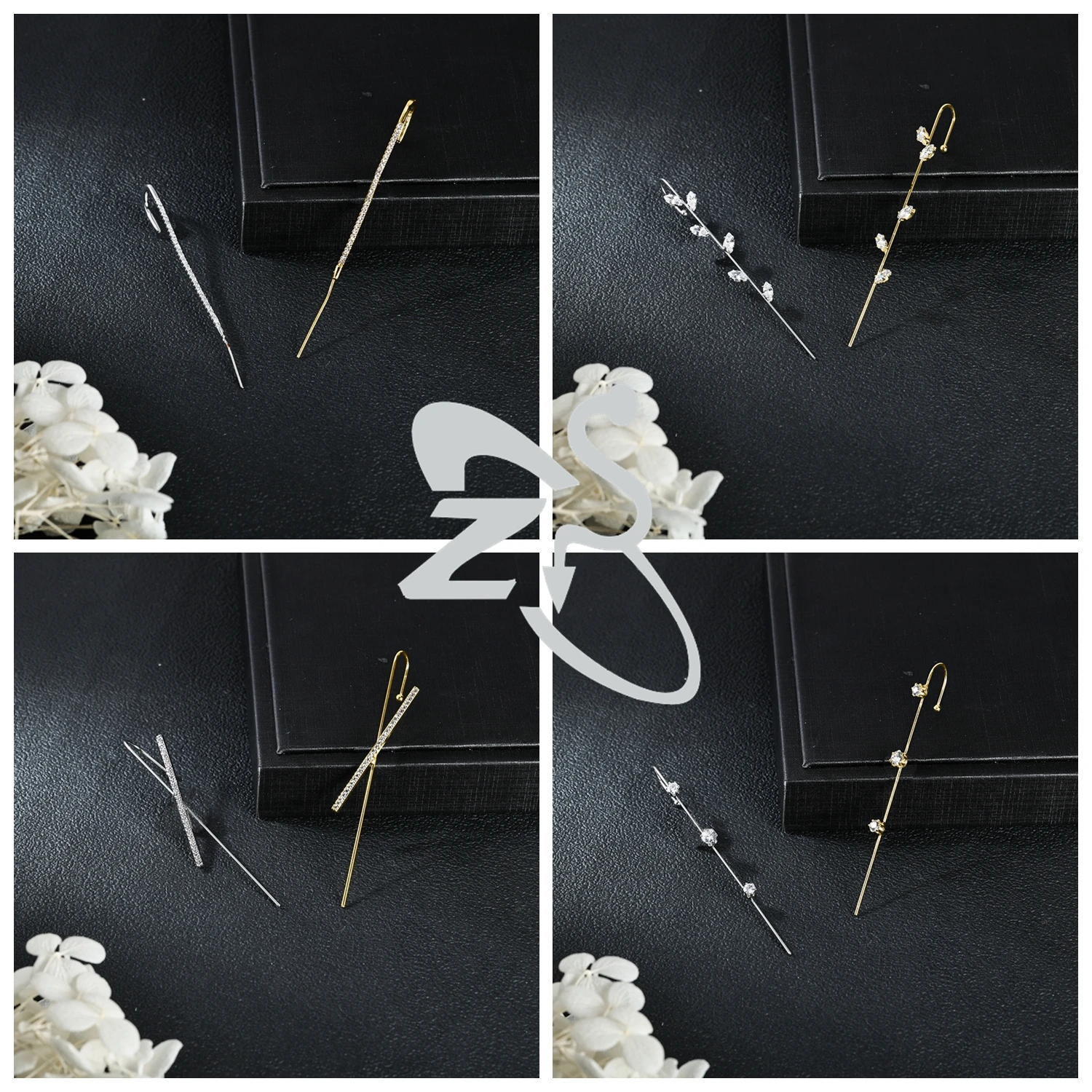 ZS 1 قطعة 12/18 جرام الأذن إبرة التفاف هوك أقراط النساء الفتيات فراشة القوس الأذن ترصيع اللولب الغضروف الثقب مجوهرات 60/68/70/73 مللي متر #5