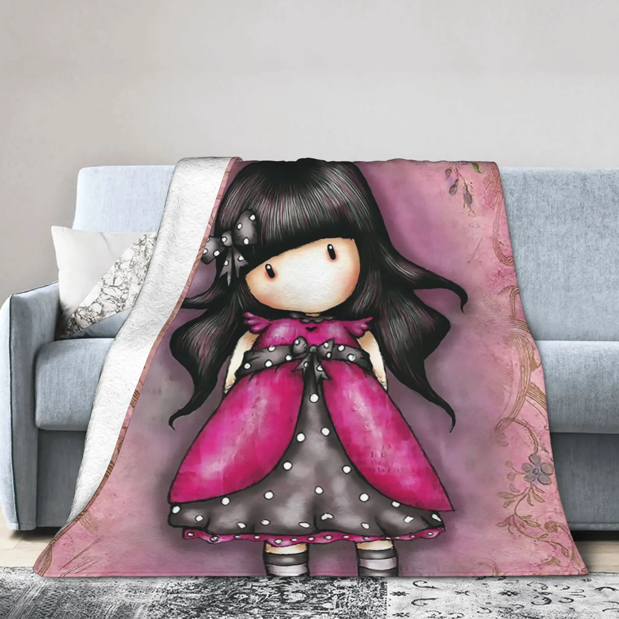 S-Santoro G-Gorjuss Flannel Blankets Cartoon Novelty Throw Blankets for Home 200x150cm Rug Piece,
