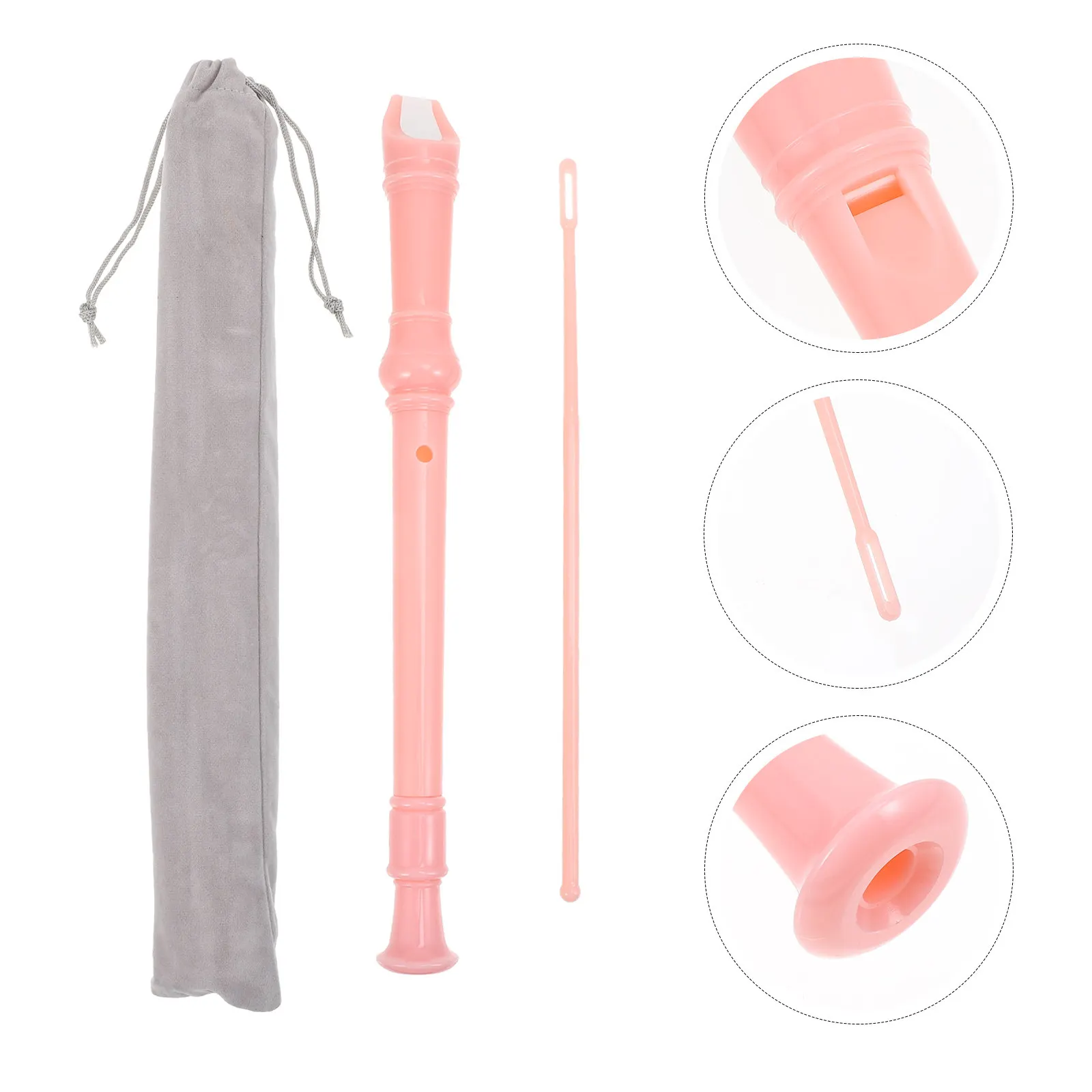 1Set 8 Hole Clarinet Kids Soprano Recorder Pink Beginner Educational Music Instrument for Children Creative Music Learning