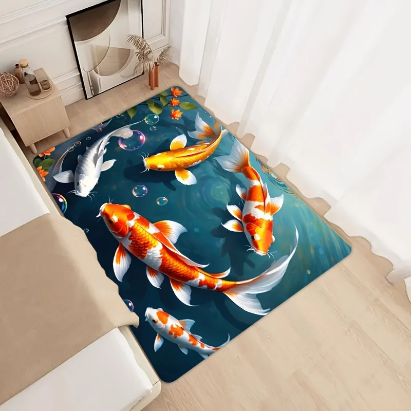 3D Koi Fish Pond Pattern Doormat - Non-Slip Entrance Mat for Home Decor,Perfect for Doorway and Living Room, Durable and Stylish