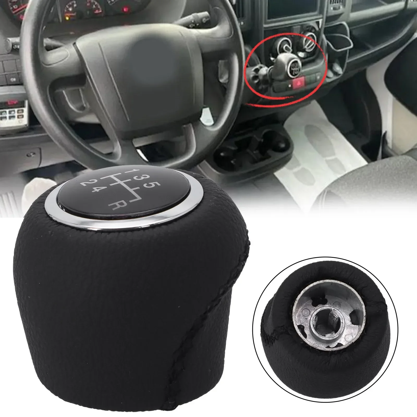 

5 Speed Shift Knob Car Gear Shift Knob Exquisite Workmanship Flexible Installation Non-slip Design ABS Leather Shift Handle