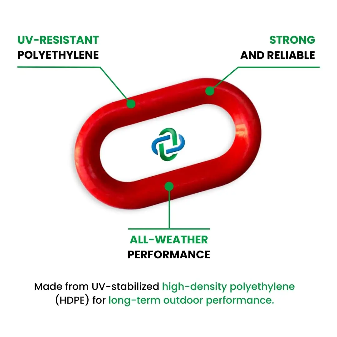 Plastic Barrier Chain – Red, 2-Inch Link Diameter, 100-Foot Length – Lightweight, Durable, UV-Resistant HDPE – Visual