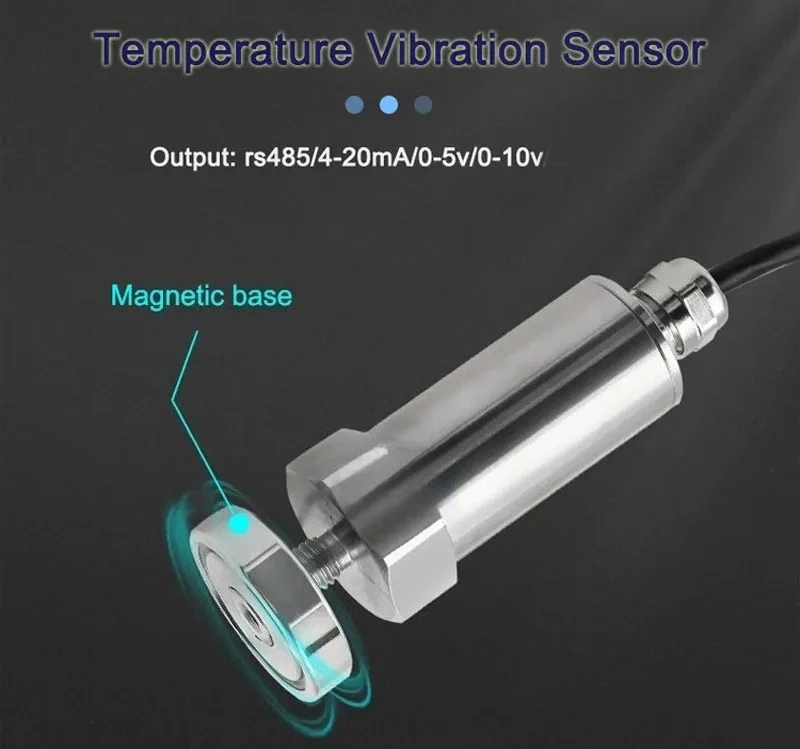 

10 - 1600Hz Industrial Vibration Temperature Sensor - IP67 Single/Triaxial Detector for Motor Fan
