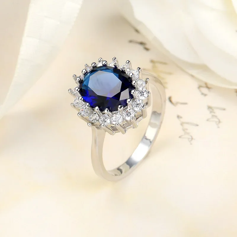 SODROV Classic Blue Purple Zircon Jewelry Engagement Rings for Women Wedding Gift Ring