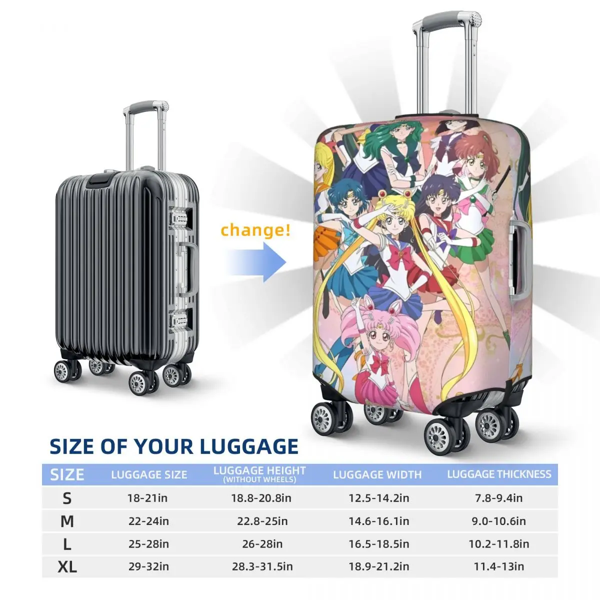 S-Sailor M-Moon Anime Karakters Kofferhoes Vakantie Praktische bagageaccessoires Zakelijke beschermer