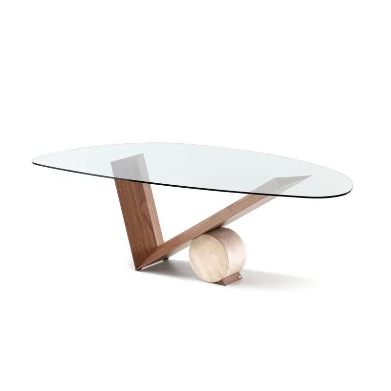 

Master design irregular glass tea table Italian oak marble dining table