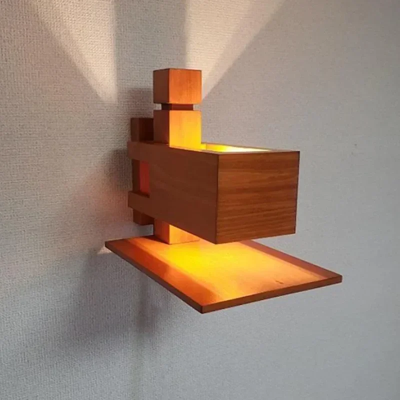 Retro Solid Wood Wall Lamp - Ancient Style Design, Decorative for Bedroom Background Wall