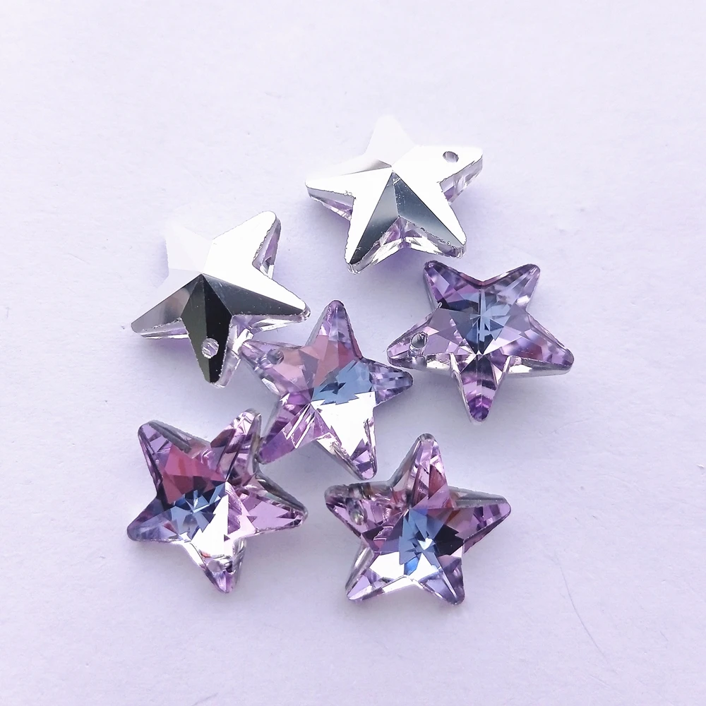 18MM Single Hole Glass Rhinestone Pendant Five Pointed Star Shape Glitter Crystal AB Diamond Stones for DIY Necklace Accessories