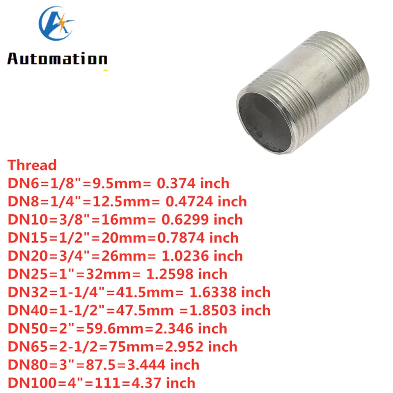 Water connection 1/4" 3/8" 1/2" 3/4" 1" 1-1/4" 1-1/2" Male X Male Threaded Pipe Fittings Stainless Steel SS304 Connector Adapter image 6