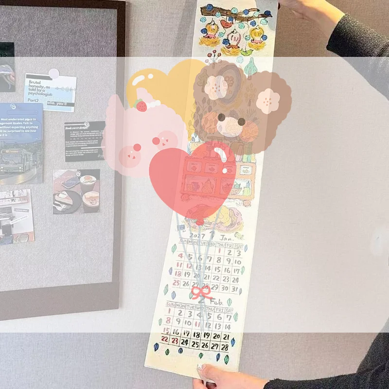 2027 Hanging Wall Calendar With Cute Hand Drawn Cartoon Patterns Perfect For Creative Home Decoration Holiday Gifts