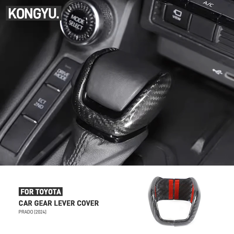 

For Toyota Land Cruiser Prado 2024 2025 Real Dry Carbon Fiber Car Center Console Gear Shift Knob Cover Trim Sticker Accessories
