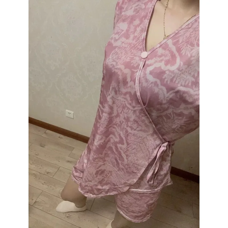 Fat Sister 145kg Super Large Size Loose and Thin Solid Color Thin Short-sleeved Trousers Casual Two-piece Suit Women's Ins Tide