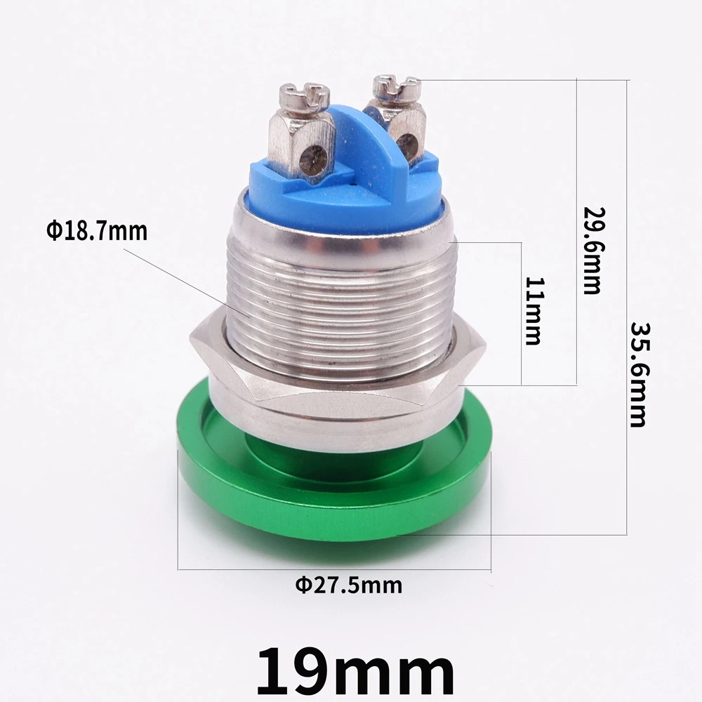 Interrupteurs poussoirs de commande de déconnexion, bouton d'arrêt, sonnette d'alimentation, borne à vis à Cristal automatique, acier inoxydable, tête de pièce plus lente, 16mm, 19mm, 22mm