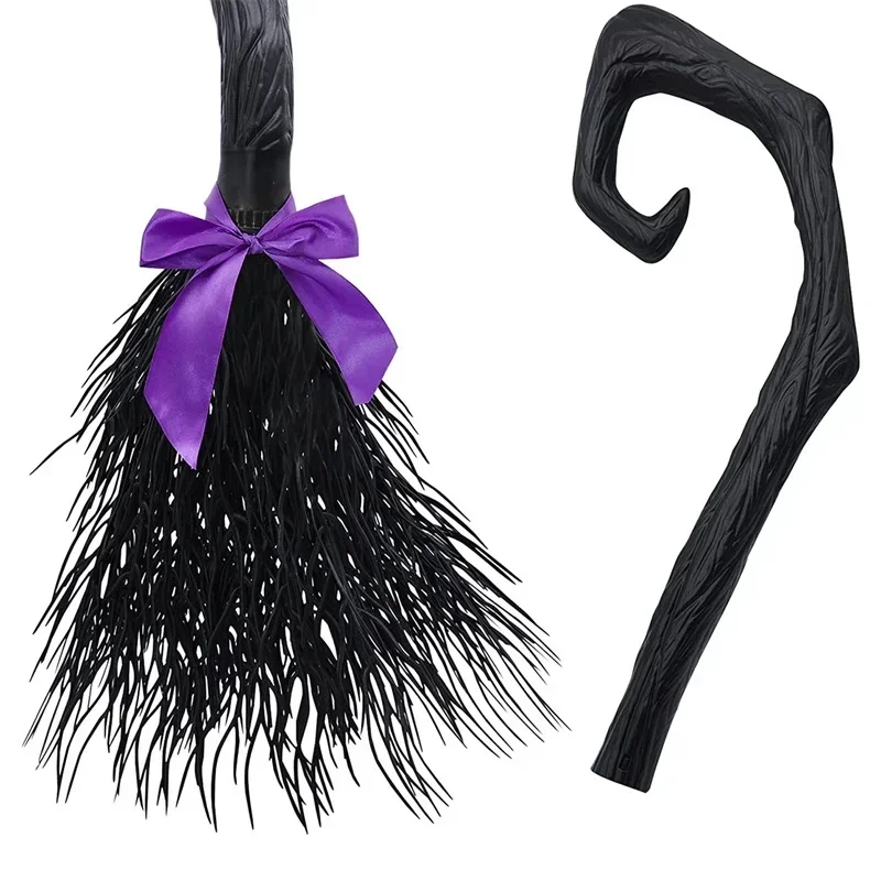 Witch with Ribbon Witch Broom Magic Broom Halloween Decoration Party Favor Photo Booth Accessory