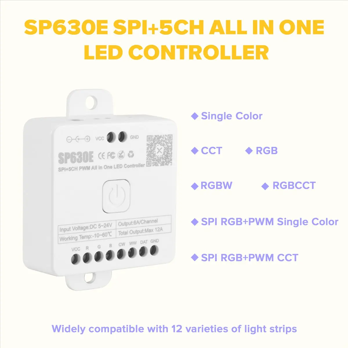 GTS SP630E Bluetooh LED Controller Support PWM Monochrome CCT RGB RGBW RGBCCT or SPI TTL IC Chip LED Strip WS2811 WS2812B