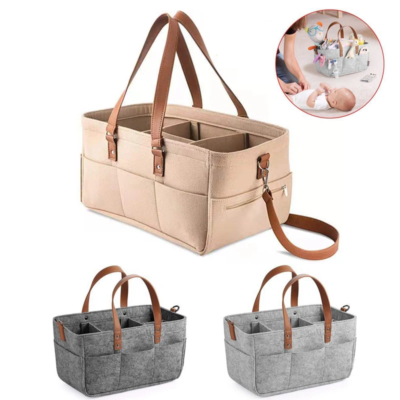 Bolsas de fieltro para pañales de bebé, bolsa de almacenamiento portátil de toallitas húmedas para productos de madre e hijos, bolsas de pañales y biberones