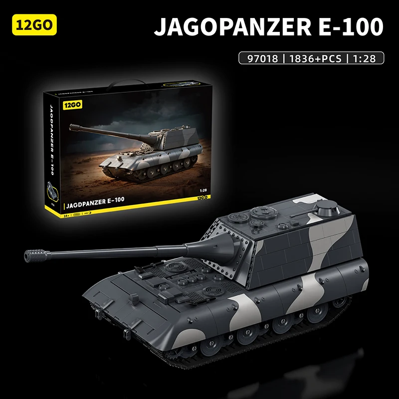 

IN STOCK Technical Ww2 Military E-100 Tank Destroyer Building Blocks Bricks Assembling Model Toys for Boys Christmas Gift Set