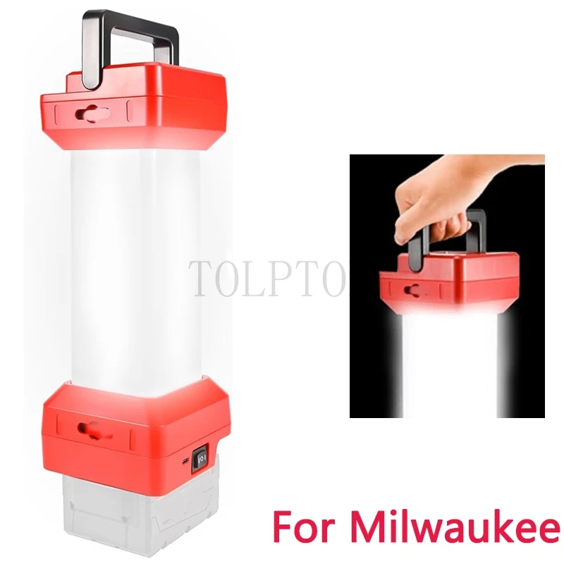 1500LM LED Camping Lantern for Milwaukee 18V Li-ion Battery Cordless LED Work Light Portable Flashlight Emergency Lighting