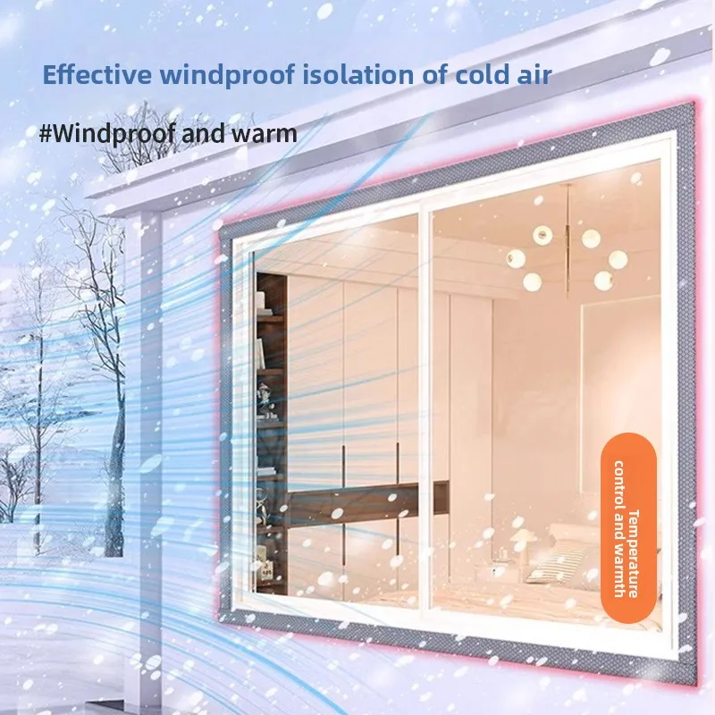 Winter thermal curtains for sealing windows, windproof bedroom thickened thermal curtains, insulation film, anti-freeze and cold