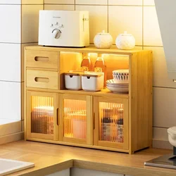 Household Bamboo Sundries Box Rack with Drawer Kitchen Storage Rack Multifunctional Multi-Layer Seasoning Dishes Storage Cabinet