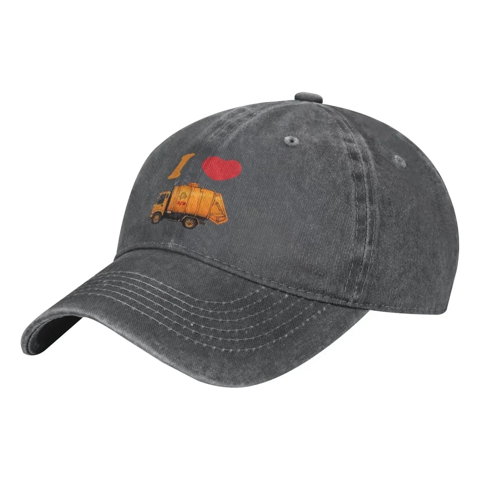 I Love Garbage Truck Fashion Baseball Cap Adult Denim Sunshade Hat Pure Cotton Unisex Adjustable Breathable For Outdoor Fishing