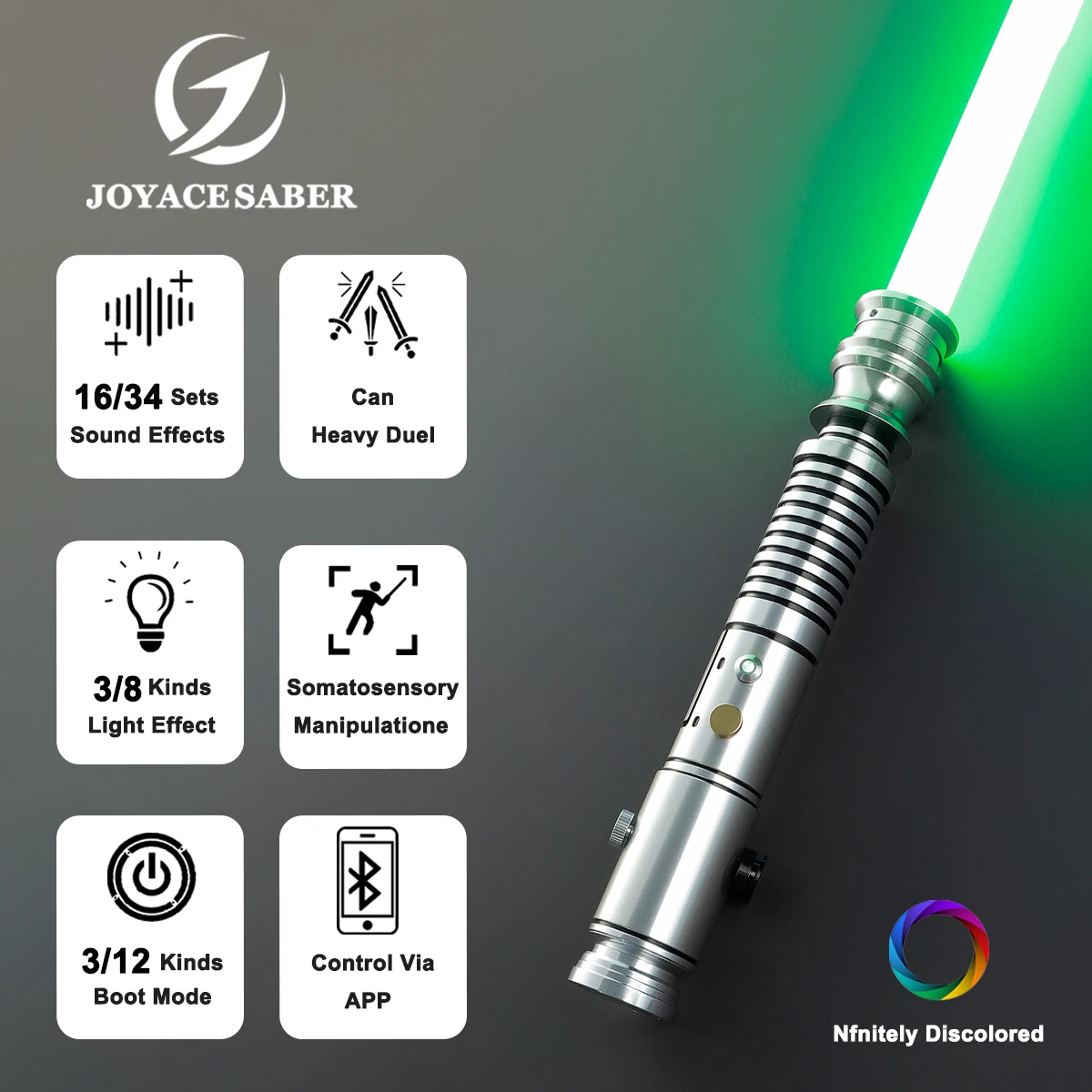 

JoyaceSaber Anakin AOTC Lightsaber Smooth Swing Pixel Light Sabers Metal Handle Heavy Dueling Laser Sword Cosplay Luminous Toys