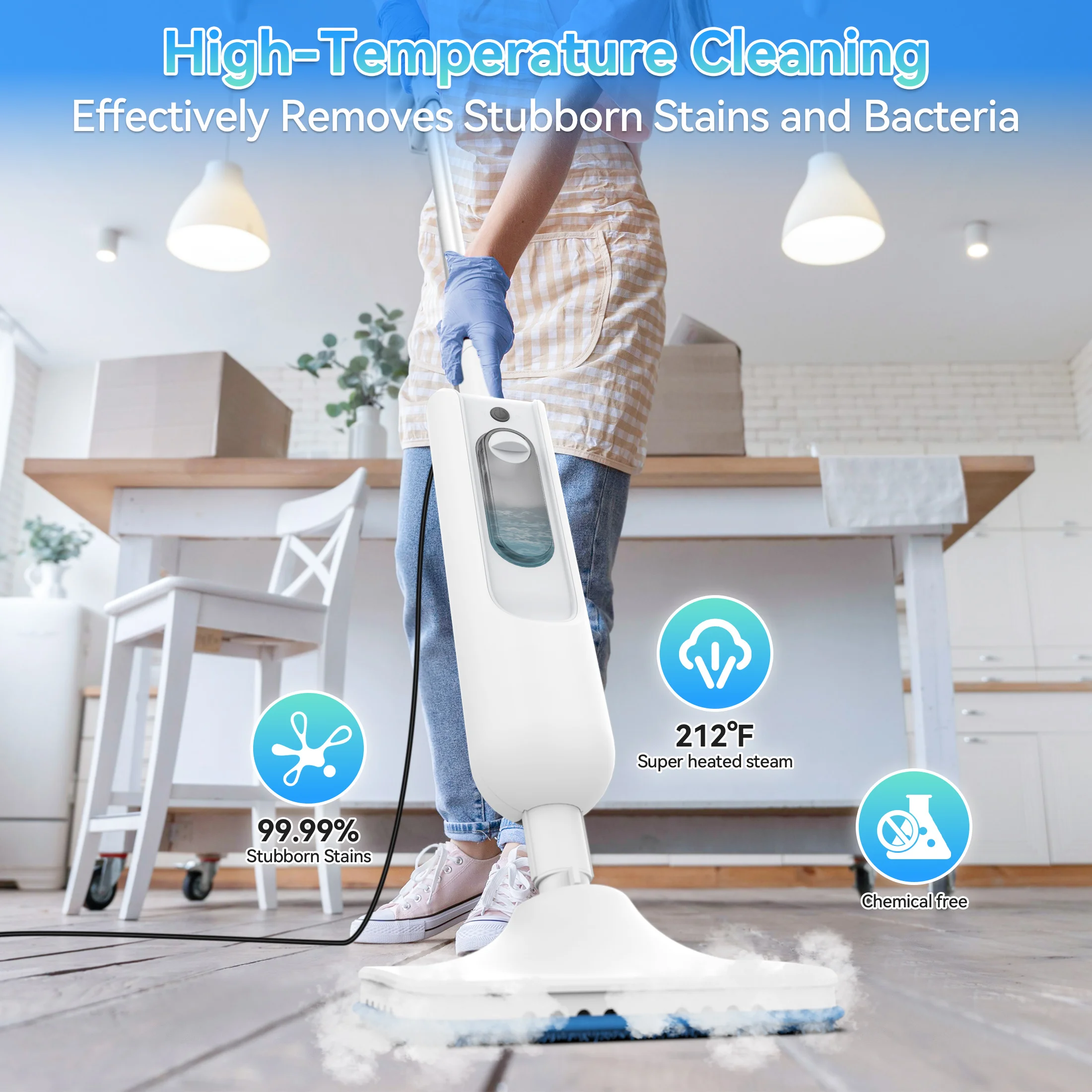INSE Powerful Steam Mop High Temperature Cleaning Detachable Handheld Steam Cleaners 360ml Fast Heating for Carpet Hard Floor F2