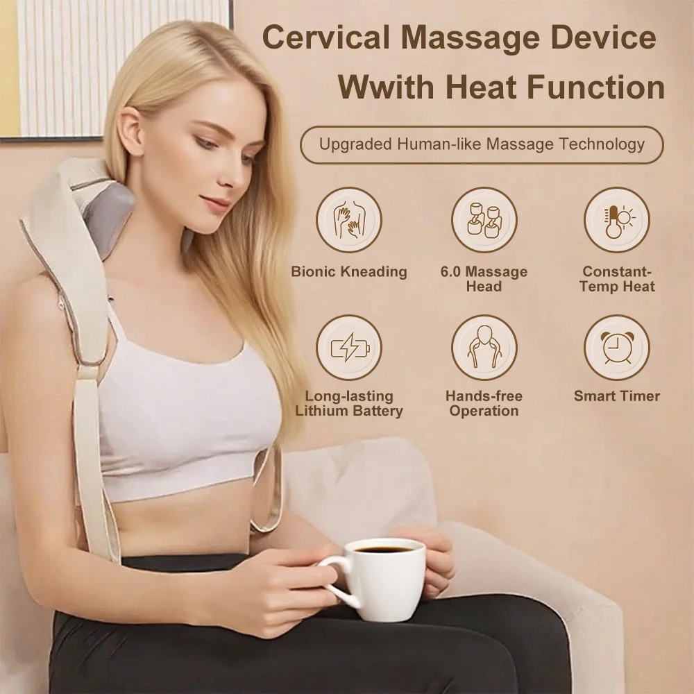 Nackenmassage Schal Relaxer Halswirbelsäule Muskel beheizt Trapezus Shiatsu Schultermassagegerät Presse Kneten