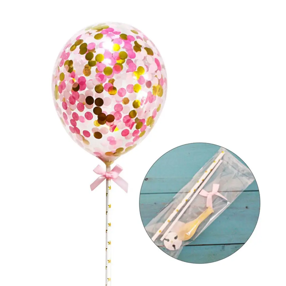 5 inches Party Supplies  Shower Birthday Transparent Balloon Cake Decoration Confetti Balloon Cake Topper - Image 4