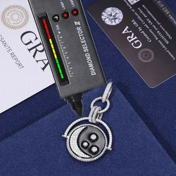 D Color Moissanite Diamond Pendant Necklace for Women Men 925 Sterling Silver 18K Gold Plated Enamel Jewelry Gift Can Be Flipped