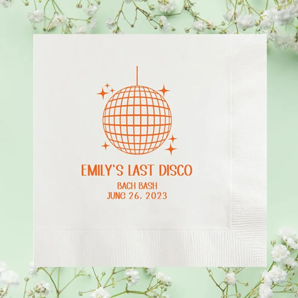 

50PCS Last Disco Bach Bash Cocktail Napkins, Bride Shower, Personalized Retro Bachelorette Decor, Disco Ball, Bridal Party Favor