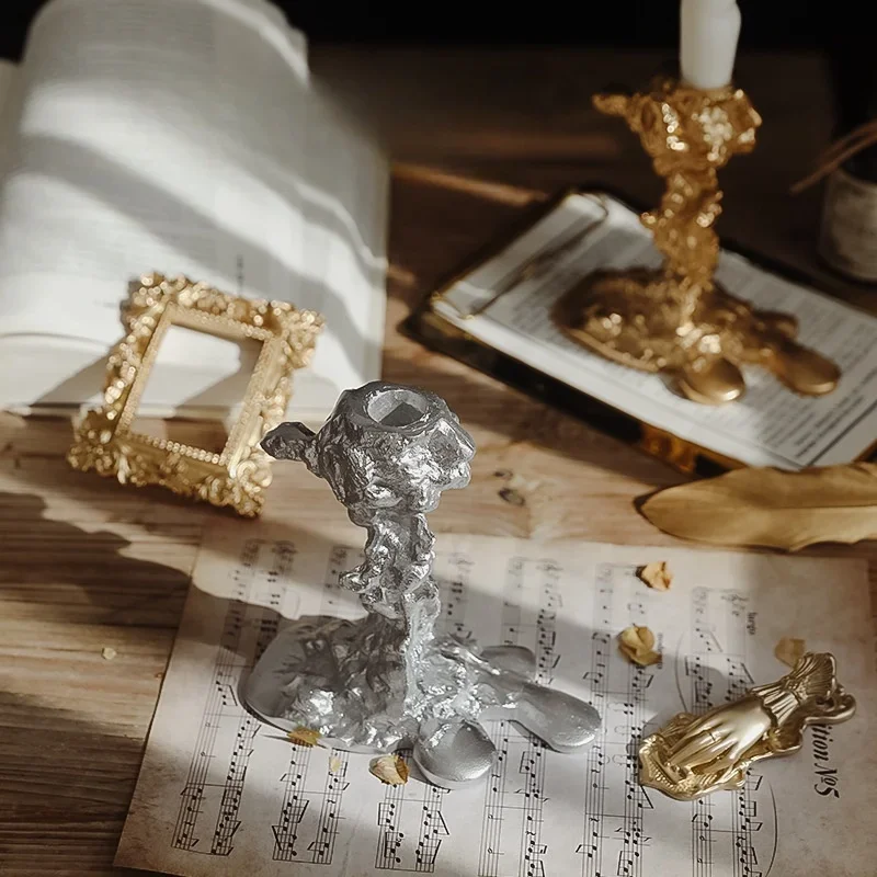 Vintage Candlestick Holders Resin Candle Holders Desktop Decoration Deluxe Candle Holders Wedding Holiday Party Candles Holder