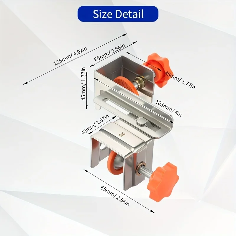 Adjustable drawer front clip stainless steel DIY cabinet component suitable for 10-30mm panel furniture, 2-pack