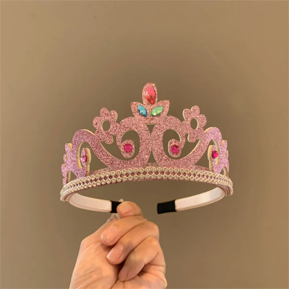 Children Crown Hairband Sparkling Birthday Party Headband Dress Up Gift Kids Cheer Festival Hair Hoop Boutique Hair Accessories