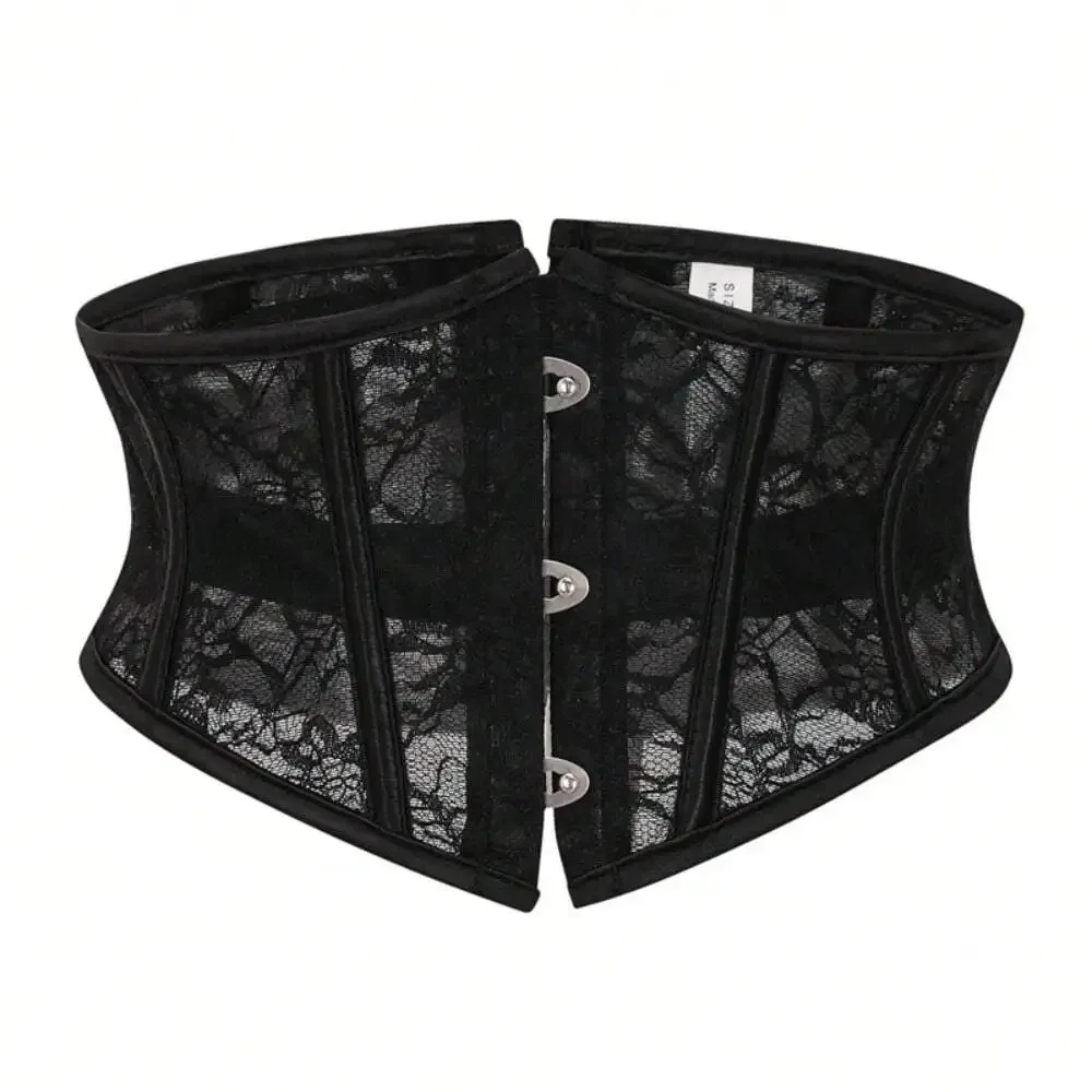 

1pc Women's Black Corset Lace Shaping Short Belly Waist Belt, With Plastic Bones Tight Waist Corset Halloween Waist Trainer Valentine's Day Valentines Accessories For Ladies For Dress Western Cowboy Cowgirl Country Wear Vintage Black Belt Women Corset Bel