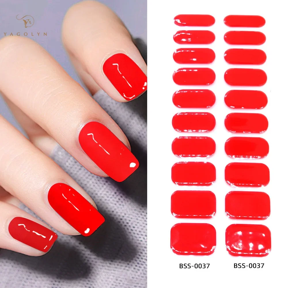 Nail Care Sticker, 20 Finger Gel, Gilding, impermeável, UV, Semi cura, unha polonês, Cor Pura Necessidades, Baking Lamp