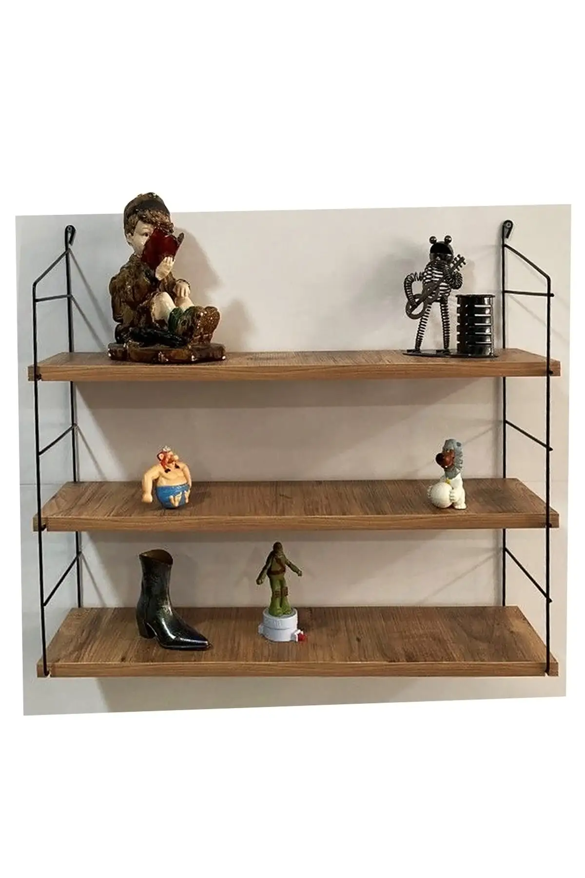 Wall Shelf Bookshelf 3 Tiers Bookshelf Unit Wooden Shelf Book Shelf Bathroom Kitchen Shelf Walnut