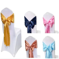 10PCS Wedding Decoration Satin Chair Sash Bow Tie for Wedding Party Events Banquet Dining Room Chair Cover Decoration